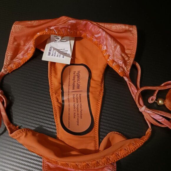 NEW Ramy Brook Womens Side Tie Swim Bottom‎ Separates Orange/Pink Size L - Picture 7 of 10